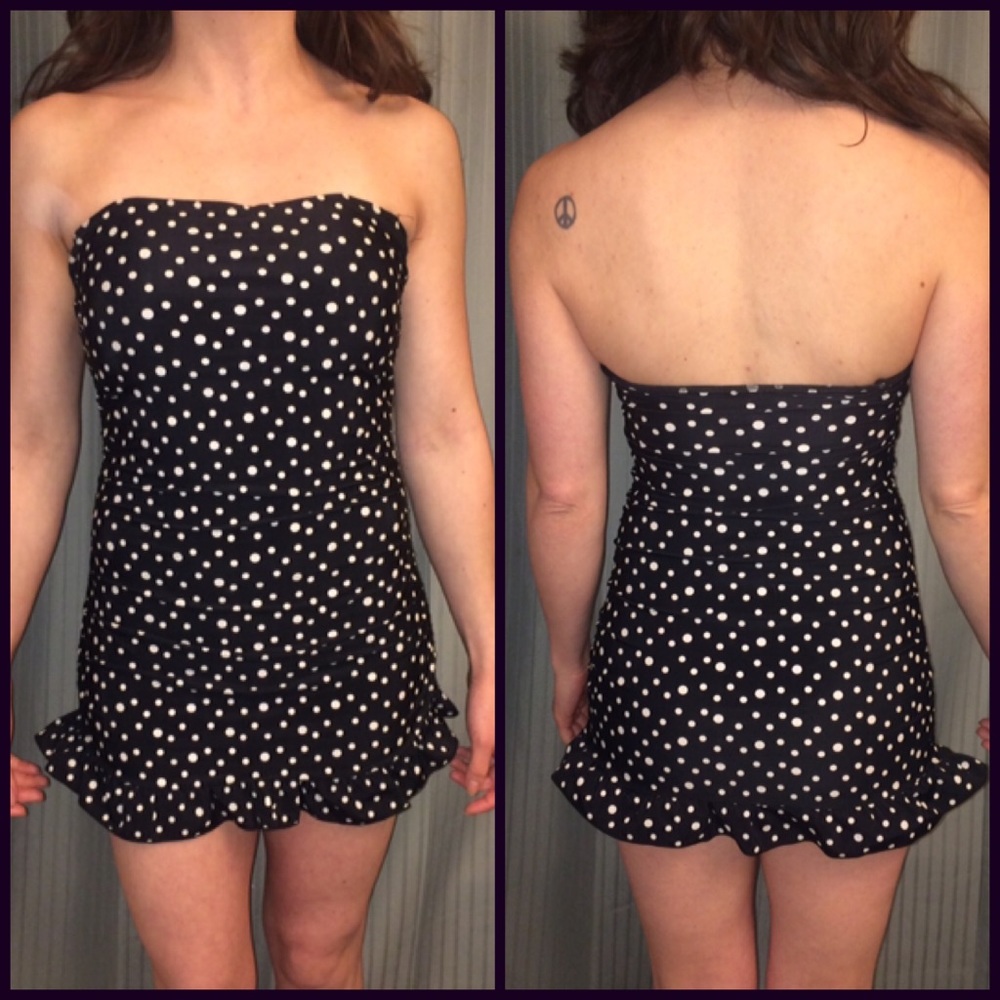 Strapless Polka Dot Swim Dress